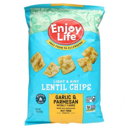 Enjoy Life Foods, 가벼운 렌틸 칩, 마늘과 파마산 맛, 113g(4oz)