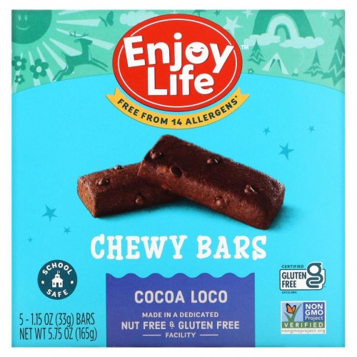 Enjoy Life Foods, 베이크드 츄위 바, 코코아 로코, 5 바, 각 1.15 oz (33g)