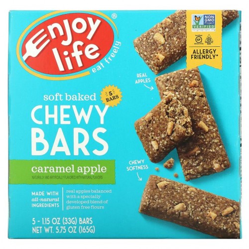 Enjoy Life Foods, 베이크드 츄위 바, 카라멜 애플, 5 바, 각 1 온스 (28 g)