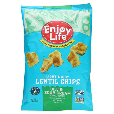 Enjoy Life Foods, 가벼운 렌틸 칩, 딜 & 사워 크림 맛, 113g(4oz)