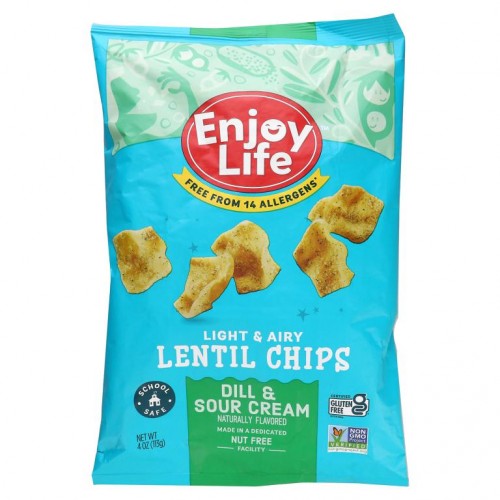 Enjoy Life Foods, 가벼운 렌틸 칩, 딜 & 사워 크림 맛, 113g(4oz)
