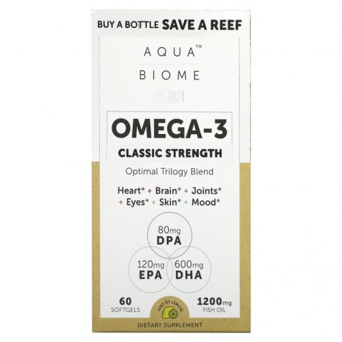 Enzymedica, Aqua Biome, 피쉬 오일. 클래식 효능, 레몬 맛, 소프트젤 60정