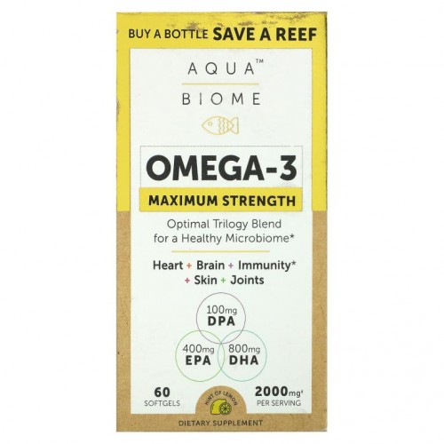 Enzymedica, Aqua Biome, 오메가3, 맥시멈 스트렝스, 레몬, 1,000mg, 소프트젤 60정