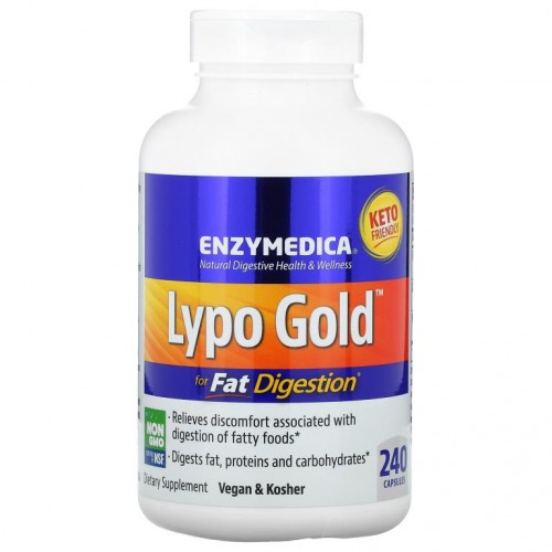 Enzymedica, Lypo Gold, 지방 소화제, 캡슐 240정