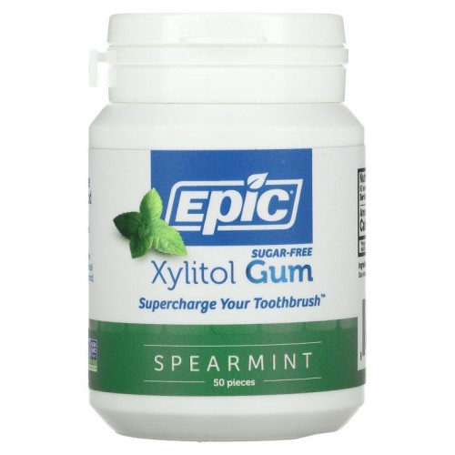 Epic Dental, 자이리톨 껌, 무설탕, 스피아민트, 50개들이