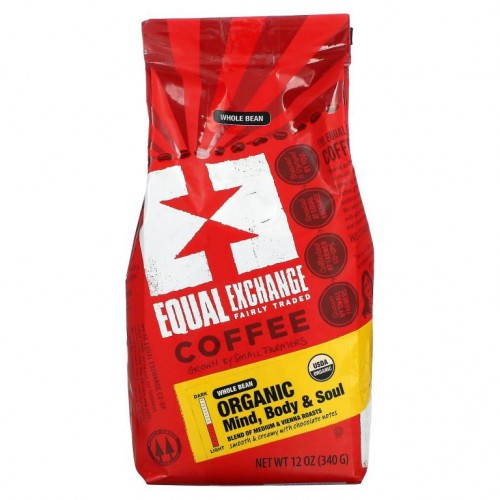 Equal Exchange, 유기농 커피, 마인드 바디 앤 소울, 미디엄 로스트, 340g(12oz)