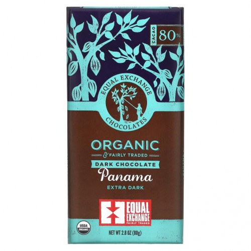 Equal Exchange, 유기농, 다크 초콜릿, 파나마 엑스트라 다크, 카카오 80%, 80g(2.8oz)