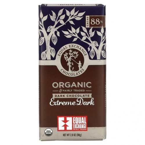 Equal Exchange, 유기농, 다크 초콜릿, 익스트림 다크, 카카오 88%, 80g(2.8oz)