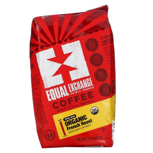 Equal Exchange, 유기농 커피, 프렌치 로스트, 원두, 907g(2lb)