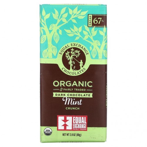 Equal Exchange, 유기농 다크 초콜릿, 민트 크런치, 80g(2.8oz)
