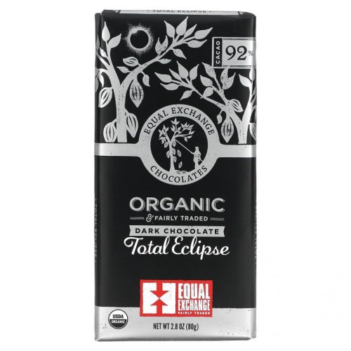 Equal Exchange, 유기농 다크 초콜릿, 토탈 이클립스, 카카오 92%, 80g(2.8oz)