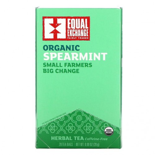 Equal Exchange, Organic Spearmint Herbal Tea, Caffeine-Free, 20 Tea Bags, 0.99 oz (28 g)