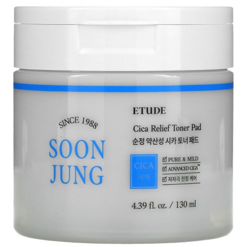 Etude, 순정, 약산성 시카 토너 패드, 130ml(4.39fl oz)