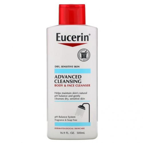 Eucerin, 어드밴스드 클렌징, 바디 및 페이스 클렌저, 향료 무함유, 500ml(16.9fl oz)