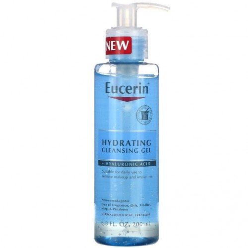 Eucerin, 하이드레이팅 클렌징 젤 + 히알루론산, 200ml(6.8fl oz)