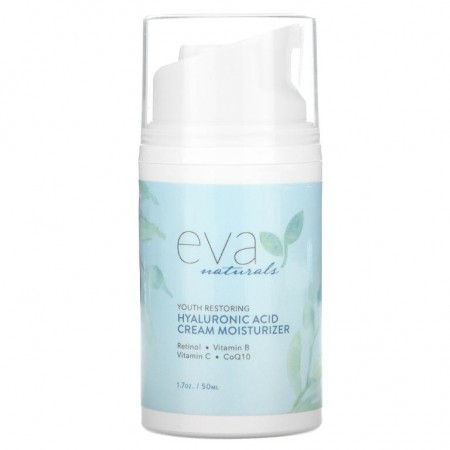 Eva Naturals, Youth Restoring Hyaluronic Acid Cream Moisturizer, 1.7 oz (50 ml)