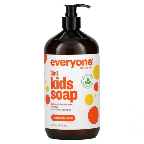 Everyone, 3-in-1 어린이 비누, 오렌지 스퀴즈, 946ml(32fl oz)