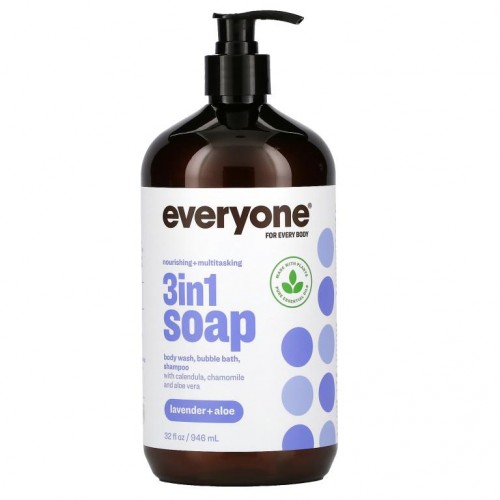Everyone, Everyone 포 에브리바디, 3-in-1 비누, 라벤더 + 알로에, 946ml(32fl oz)