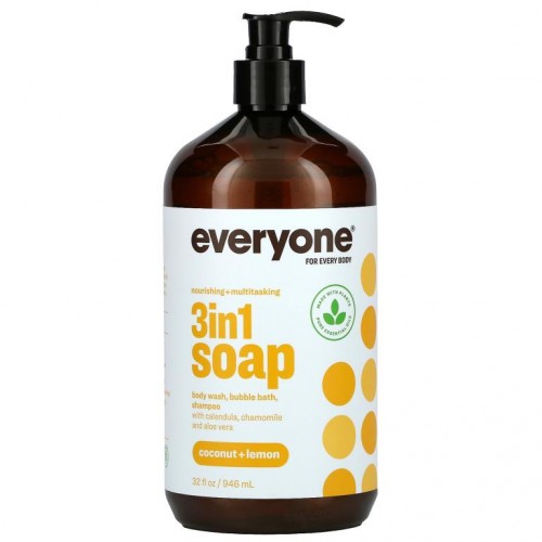 Everyone, 에브리원 솝 포 에브리 바디, 삼중 기능, 코코넛 + 레몬, 32온스 (946 ml)