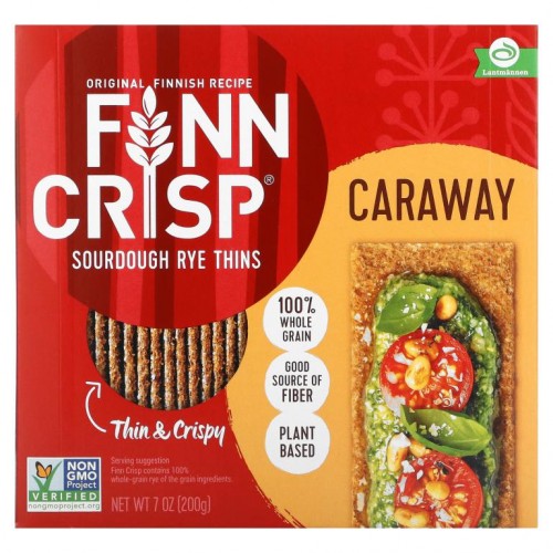 Finn Crisp, 캐러웨이 사워도우 호밀 씬, 200g(7oz)