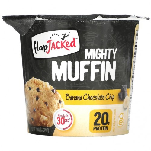 FlapJacked, 마이티 머핀, 프로바이오틱스 함유, 바나나 초콜릿 칩, 55g(1.94oz)