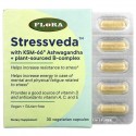 Flora, Stressveda, KSM-66 아슈와간다 + 식물성 원료 B-복합체 함유, 베지 캡슐 30정