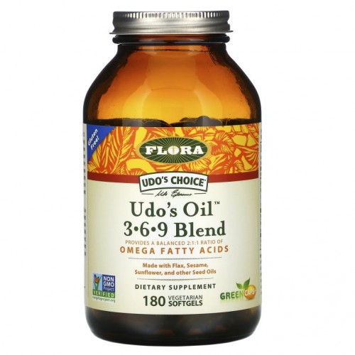 Flora, Udo's Choice, Udo's Oil 3-6-9 블렌드, 베지 소프트젤 180정