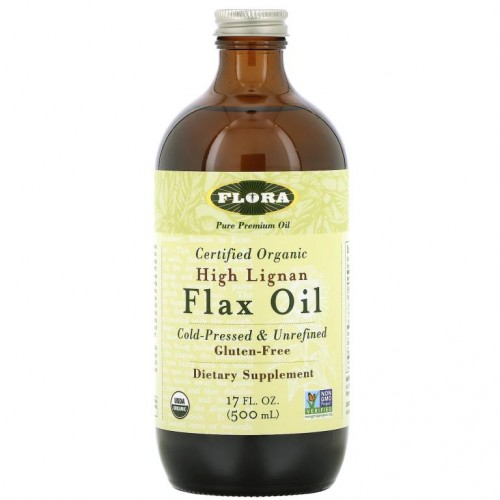 Flora, 유기농 인증 하이 리그난 아마 오일, 500ml(17fl oz)