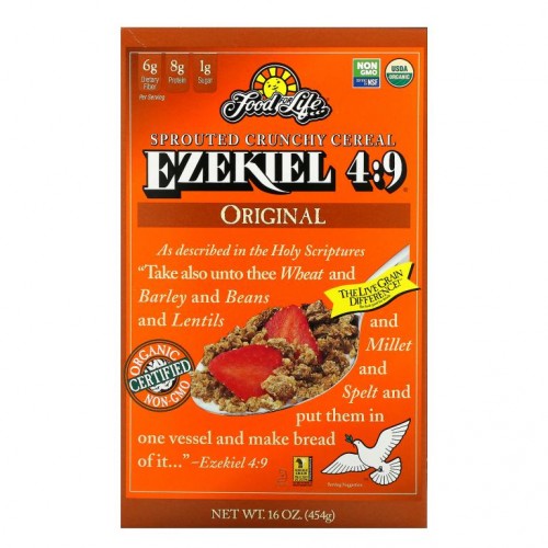 Food For Life, 에스겔 4:9, 스프라우티드 통밀 시리얼, 오리지날, 16 온스 (454 g)