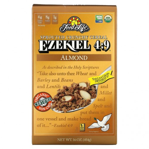 Food For Life, 에스겔 4:9 ,발아 자연 곡물 시리얼, 아몬드, 16 oz (454 g)