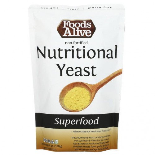 Foods Alive, 슈퍼 푸드, 비강화 영양 효모, 170g(6oz)