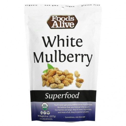 Foods Alive, 슈퍼 푸드, 화이트 멀베리, 227g(8oz)