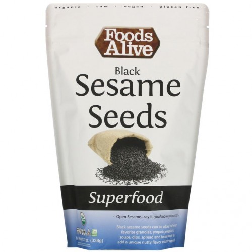 Foods Alive, 슈퍼 푸드, 유기농 검은깨씨, 338g(12oz)