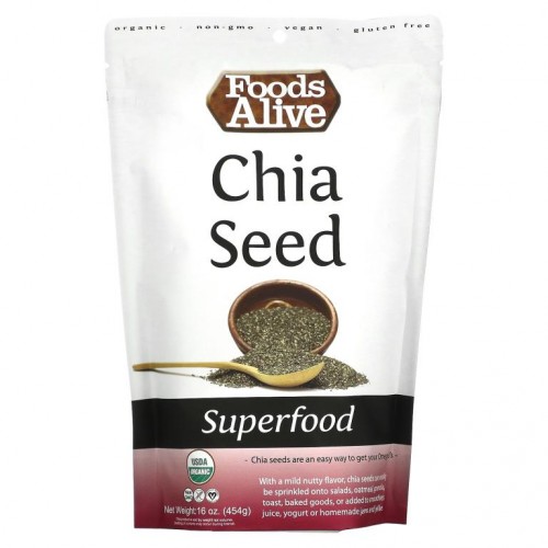Foods Alive, 슈퍼 푸드, 유기농 치아 씨, 454g(16oz)