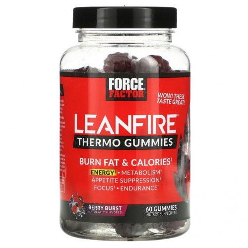 Force Factor, LeanFire, 발열 구미젤리, 베리 블라스트, 구미젤리 60개