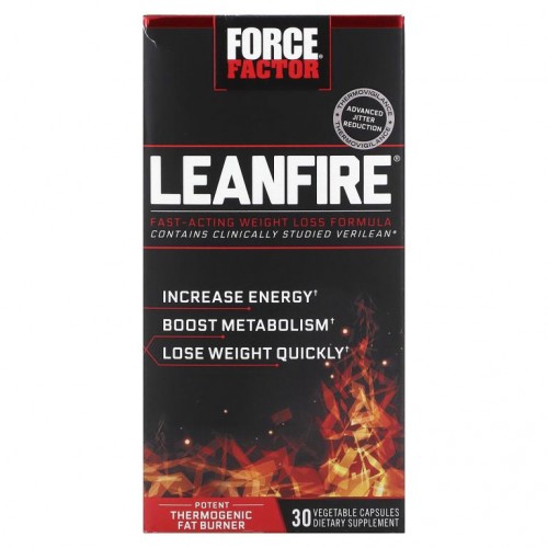 Force Factor, LeanFire, 빠르게 작용하는 체중 감량 포뮬라, 베지 캡슐 30정