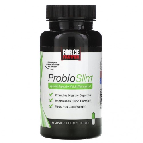 Force Factor, ProbioSlim, 소화 지원 + 체중 관리, 캡슐 60정