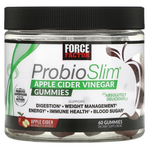 Force Factor, ProbioticSlim 구미젤리, 애플 사이다 식초, 구미젤리 60개