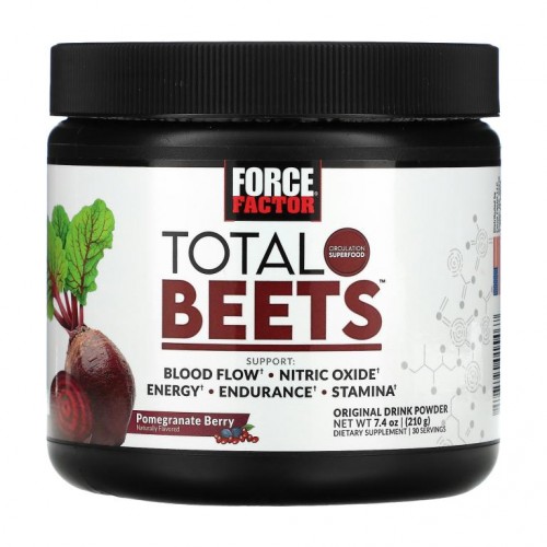 Force Factor, Total Beets, 오리지널 드링크 파우더, 석류 베리, 210g(7.4oz)