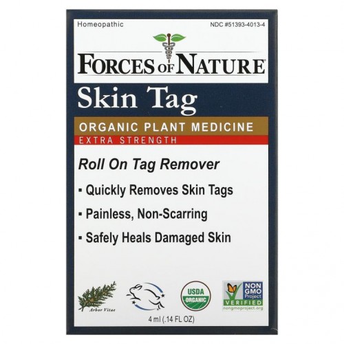 Forces of Nature, 쥐젖 억제, 유기농 식물성 의약품, 롤러볼 애플리케이터, 엑스트라 스트렝스, 4ml(0.14fl oz)