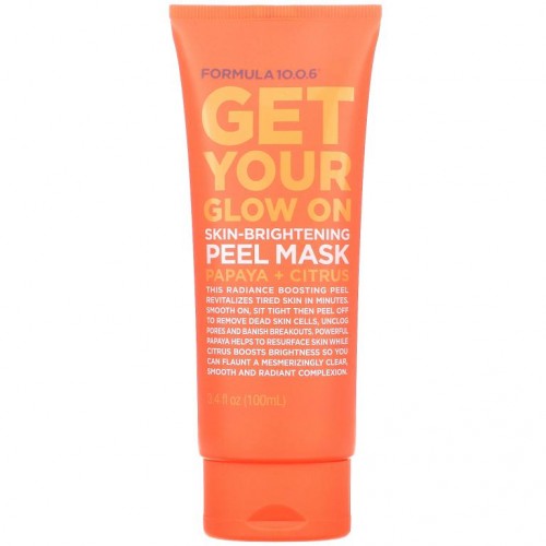 Formula 10.0.6, Get Your Glow On, Skin-Brightening Peel Mask, Papaya + Citrus, 3.4 fl oz (100 ml)