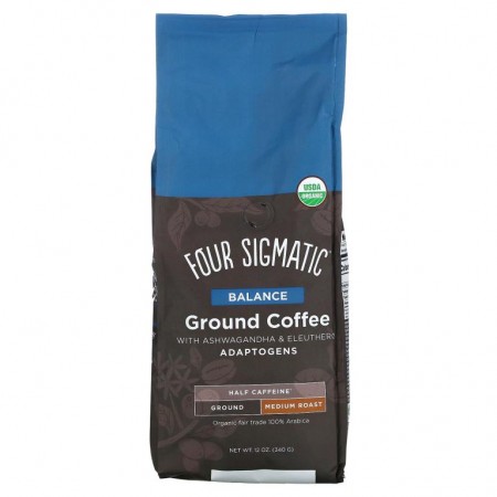 Four Sigmatic, 아답토젠 그라운드 커피, 아슈와간다 및 가시오갈피 함유, 균형, 미디엄 로스트, 340g(12oz)