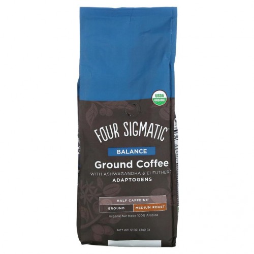 Four Sigmatic, 아답토젠 그라운드 커피, 아슈와간다 및 가시오갈피 함유, 균형, 미디엄 로스트, 340g(12oz)