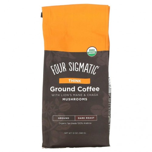 Four Sigmatic, 머쉬룸 그라운드 커피, 노루궁뎅이버섯 및 차가버섯 함유, 사고, 다크 로스트, 340g(12oz)