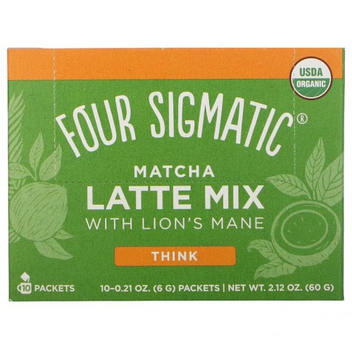 Four Sigmatic, 말차 라떼 믹스, 노루궁뎅이버섯 함유, 띵크, 10팩, 팩당 6g(0.21oz)