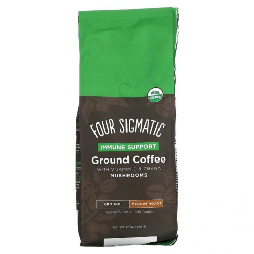 Four Sigmatic, Immune Support Ground Coffee with Vitamin D & Chaga Mushrooms, Medium Roast, 12 oz (340 g)