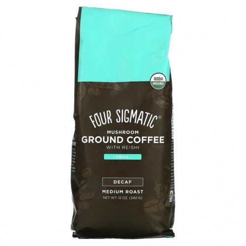 Four Sigmatic, Mushroom Ground Coffee with Reishi, Chill, Medium Roast, Decaf, 12 oz (340 g)
