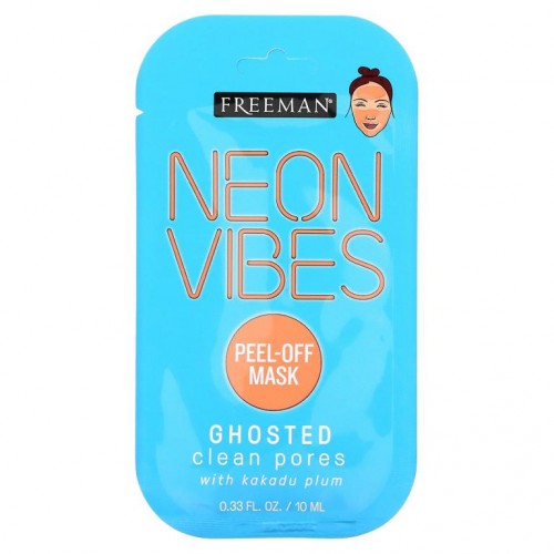 Freeman Beauty, 네온 바이브, 고스티드, 클린 포어 필오프 뷰티 마스크, 1개, 10ml(0.33fl oz)