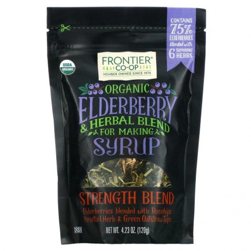 Frontier Co-Op, Organic Elderberry & Herbal Blend For Making Syrup, Strength Blend, 4.23 oz (120 g)