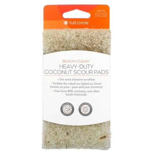 Full Circle, Beachy Clean, Heavy-Duty Coconut Scour Pads, 3 Pack